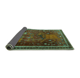 Sideview of Animal Turquoise Traditional Rug, tr2368turq
