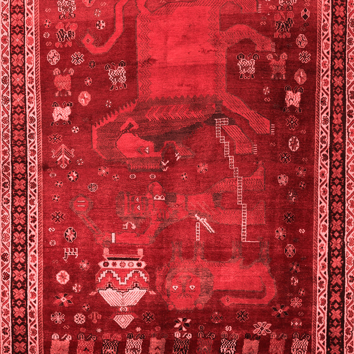 Machine Washable Animal Red Traditional Rug, wshtr2368red