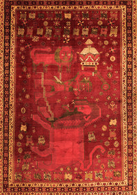 Animal Orange Traditional Rug, tr2368org