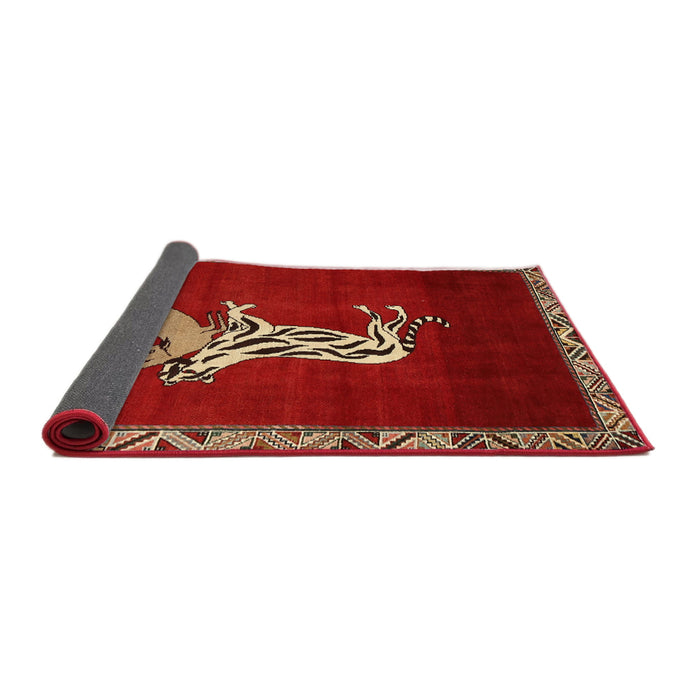 Sideview of Traditional Red Animal Rug, tr2369