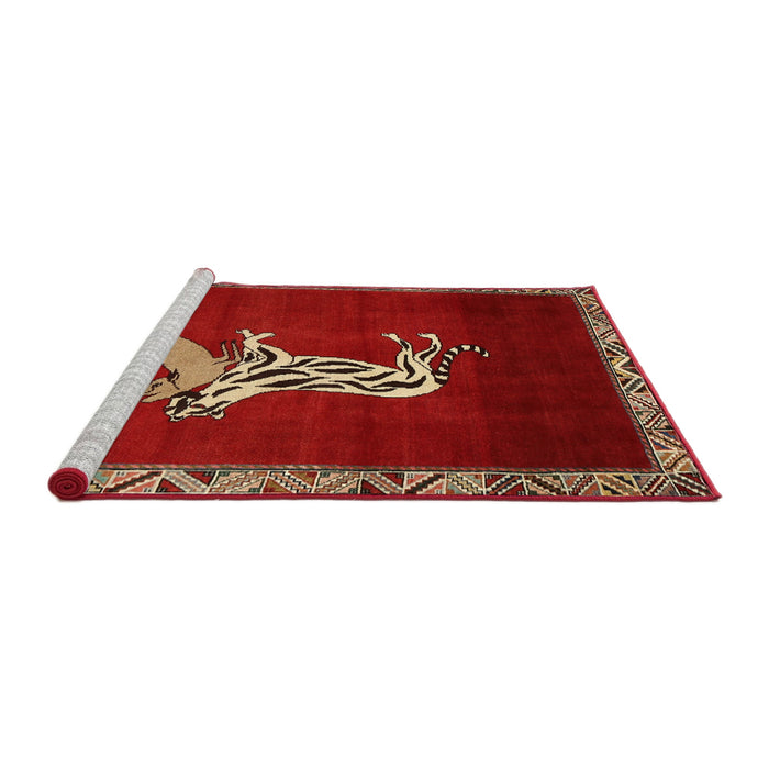 Sideview of Machine Washable Traditional Red Rug, wshtr2369