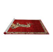 Sideview of Machine Washable Traditional Red Rug, wshtr2369