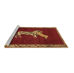 Sideview of Machine Washable Animal Brown Traditional Rug, wshtr2369brn