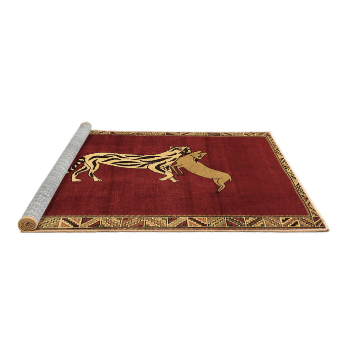 Sideview of Machine Washable Animal Brown Traditional Rug, wshtr2369brn