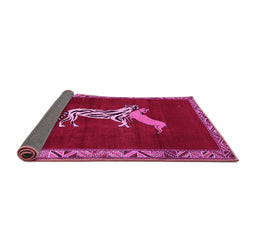 Sideview of Animal Pink Traditional Rug, tr2369pnk