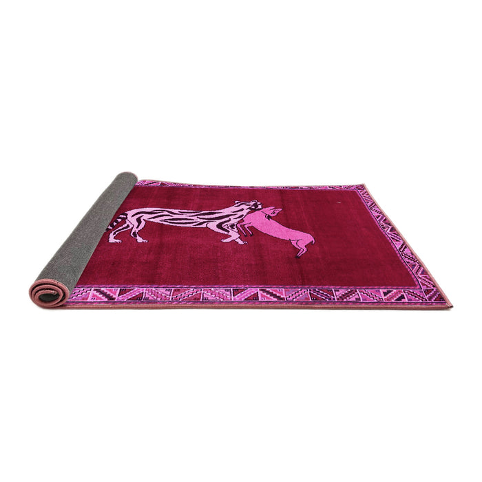 Sideview of Animal Pink Traditional Rug, tr2369pnk