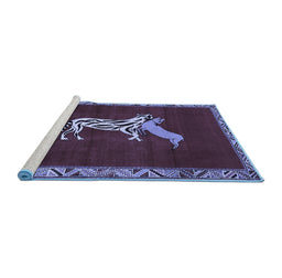 Sideview of Machine Washable Animal Blue Traditional Rug, wshtr2369blu
