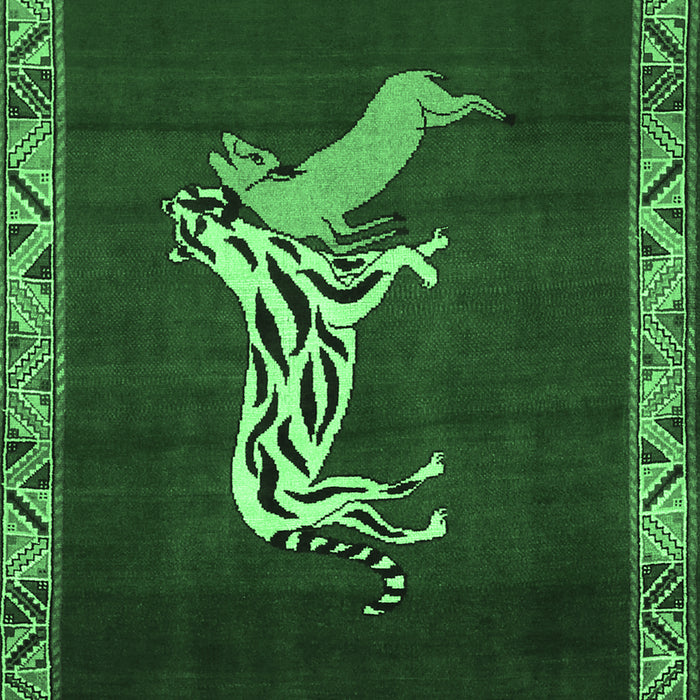 Animal Emerald Green Traditional Rug, tr2369emgrn