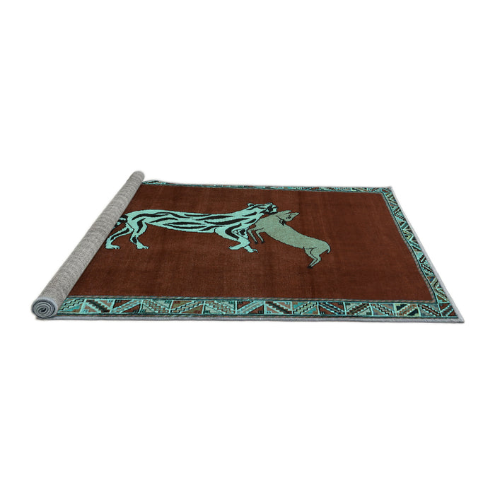 Sideview of Machine Washable Animal Light Blue Traditional Rug, wshtr2369lblu