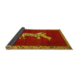 Sideview of Animal Yellow Traditional Rug, tr2369yw