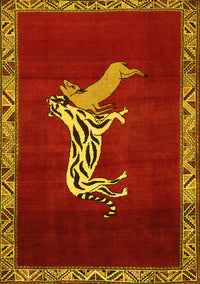 Animal Yellow Traditional Rug, tr2369yw