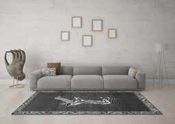 Machine Washable Animal Gray Traditional Rug in a Living Room,, wshtr2369gry