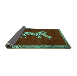 Sideview of Animal Turquoise Traditional Rug, tr2369turq