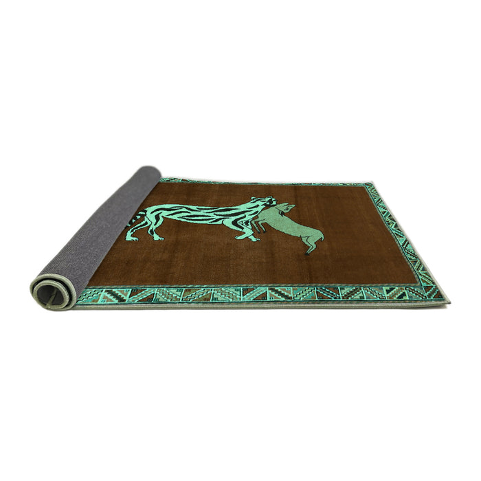 Sideview of Animal Turquoise Traditional Rug, tr2369turq