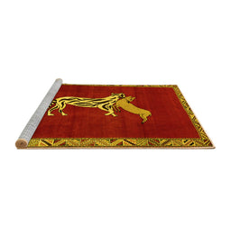 Sideview of Machine Washable Animal Yellow Traditional Rug, wshtr2369yw