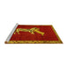 Sideview of Machine Washable Animal Yellow Traditional Rug, wshtr2369yw