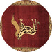 Round Animal Brown Traditional Rug, tr2369brn