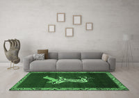 Machine Washable Animal Emerald Green Traditional Rug, wshtr2369emgrn