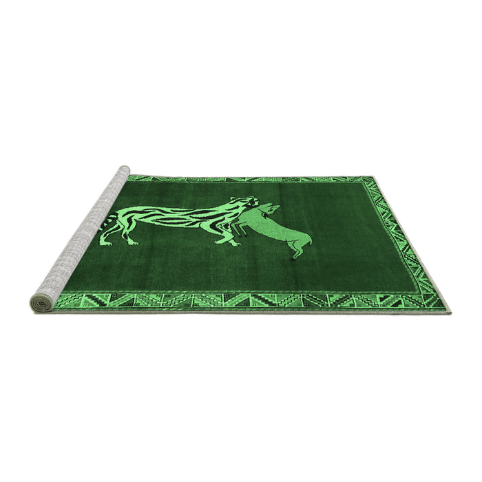 Sideview of Machine Washable Animal Emerald Green Traditional Area Rugs, wshtr2369emgrn