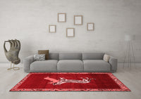 Machine Washable Animal Red Traditional Rug, wshtr2369red