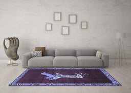 Machine Washable Animal Blue Traditional Rug in a Living Room, wshtr2369blu