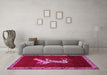 Machine Washable Animal Pink Traditional Rug in a Living Room, wshtr2369pnk