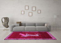 Machine Washable Animal Pink Traditional Rug, wshtr2369pnk