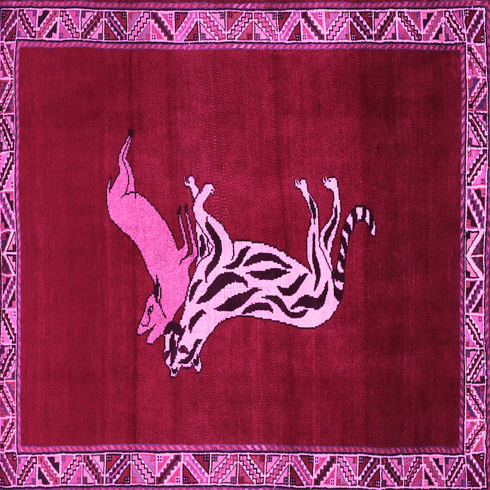 Square Animal Pink Traditional Rug, tr2369pnk
