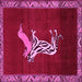 Square Animal Pink Traditional Rug, tr2369pnk