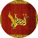 Round Machine Washable Animal Yellow Traditional Rug, wshtr2369yw