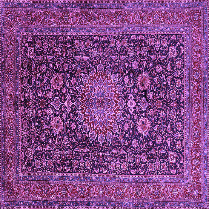 Square Machine Washable Medallion Purple Traditional Area Rugs, wshtr236pur