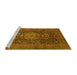 Sideview of Machine Washable Medallion Yellow Traditional Rug, wshtr236yw