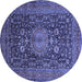 Round Medallion Blue Traditional Rug, tr236blu