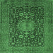 Square Medallion Emerald Green Traditional Rug, tr236emgrn