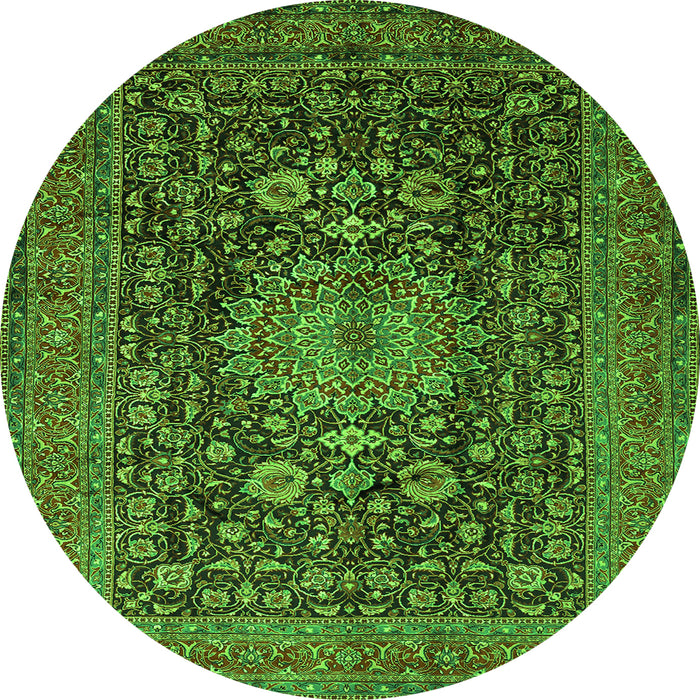 Machine Washable Medallion Green Traditional Area Rugs, wshtr236grn