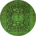 Machine Washable Medallion Green Traditional Area Rugs, wshtr236grn