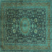 Square Medallion Turquoise Traditional Rug, tr236turq