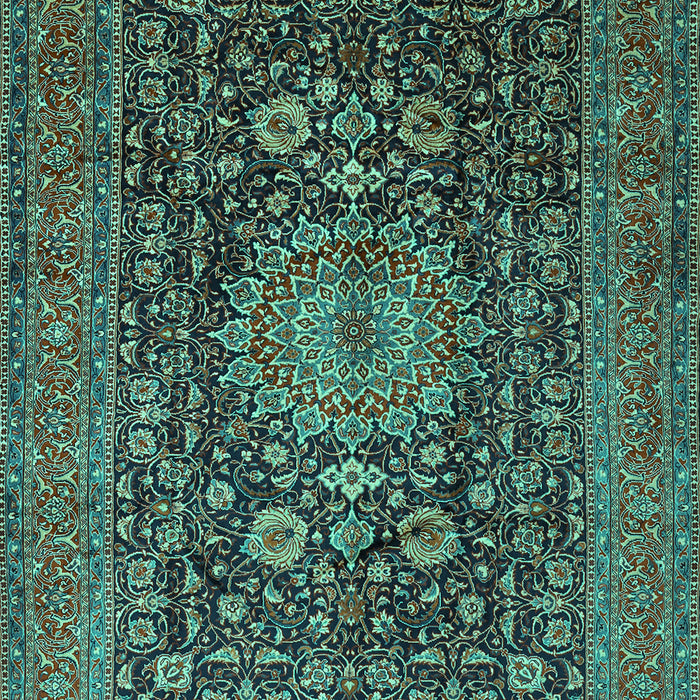Machine Washable Medallion Turquoise Traditional Area Rugs, wshtr236turq
