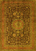 Machine Washable Medallion Yellow Traditional Rug, wshtr236yw