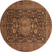 Round Medallion Brown Traditional Rug, tr236brn