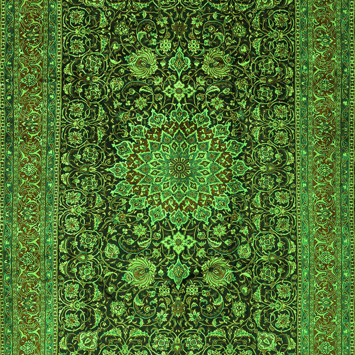 Serging Thickness of Machine Washable Medallion Green Traditional Area Rugs, wshtr236grn