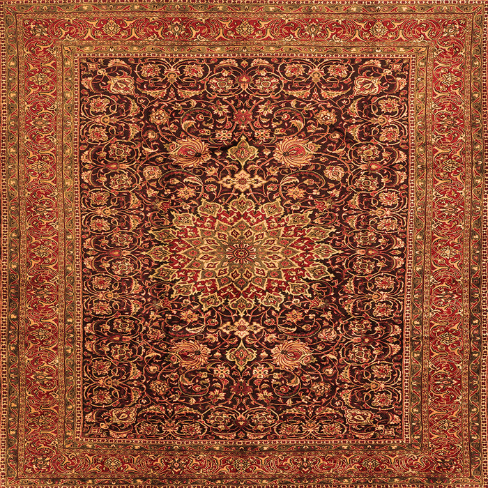 Serging Thickness of Medallion Orange Traditional Rug, tr236org