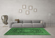 Machine Washable Medallion Emerald Green Traditional Area Rugs in a Living Room,, wshtr236emgrn