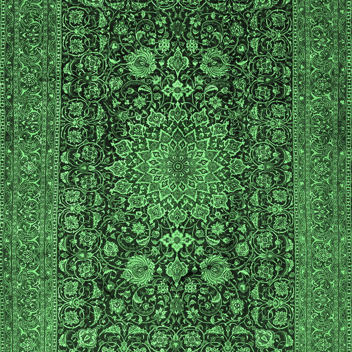 Machine Washable Medallion Emerald Green Traditional Area Rugs, wshtr236emgrn