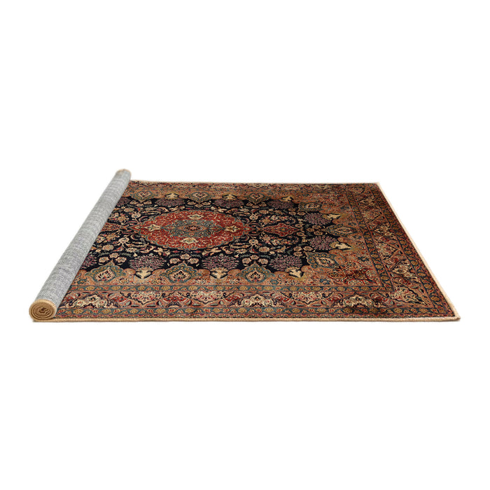 Sideview of Machine Washable Traditional Bronze Brown Rug, wshtr237