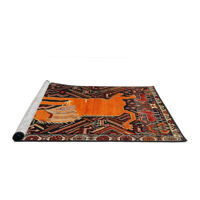 Sideview of Machine Washable Traditional Vermilion Red Rug, wshtr2370