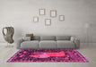 Machine Washable Animal Pink Traditional Rug in a Living Room, wshtr2370pnk