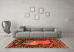 Machine Washable Animal Orange Traditional Area Rugs in a Living Room, wshtr2370org