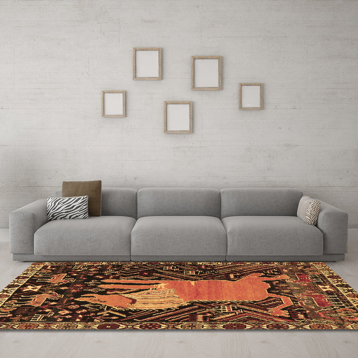 Machine Washable Animal Brown Traditional Rug in a Living Room,, wshtr2370brn