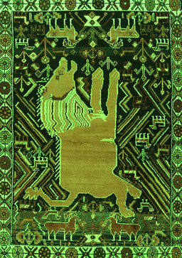 Animal Green Traditional Rug, tr2370grn
